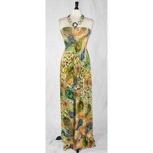 Just Love Colorful Animal Print Halter Maxi Dress